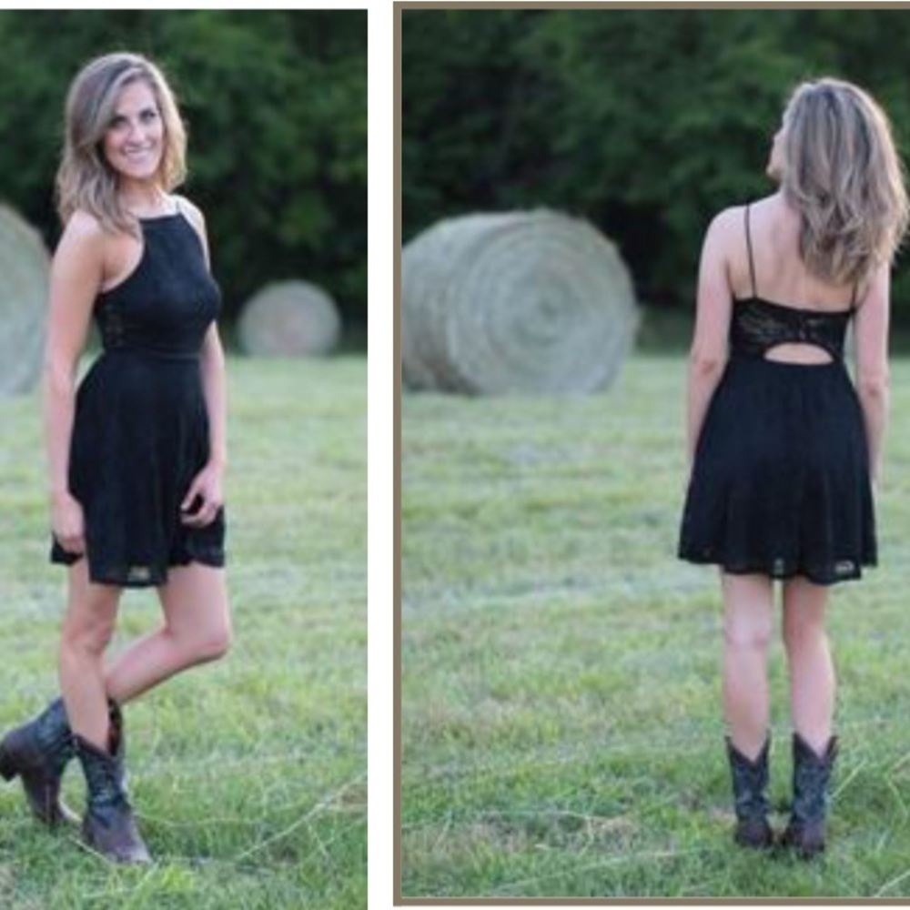 The Vintage Shop | Black Lace Mini Dress | M